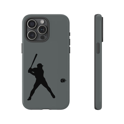 Black baseball silhouette tough phone case for iPhone, protective sporty design by Printify, fits snugly around the device.