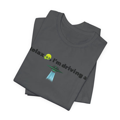 Alien Driving Unisex Tee - Fun Casual Shirt, Gifts for UFO Lovers, Quirky Humor T-Shirt, Perfect for Road Trips, Unique Birthday Present