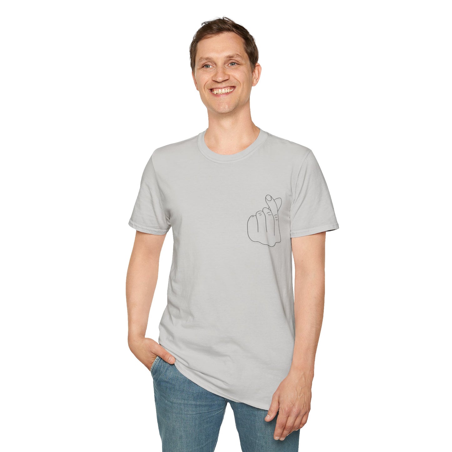 Trendy Unisex Softstyle T-Shirt with Love Hand Gesture Design