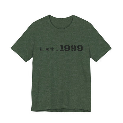 Vintage minimalist Est. 1999 T-shirt by Printify featuring simple birth year design on soft fabric.