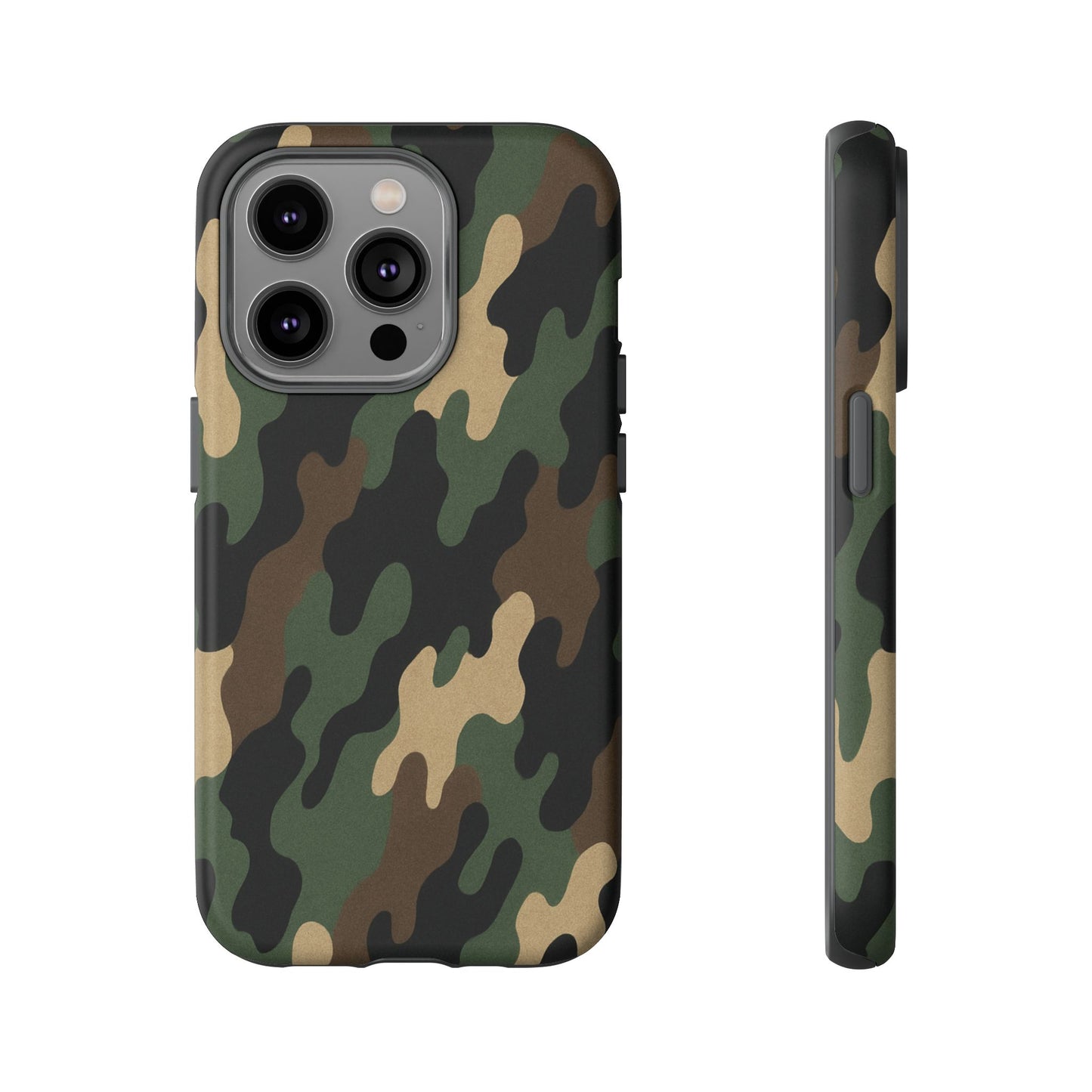 Camouflage tough phone case by Printify featuring rugged camo design, protective shockproof cover for smartphones.