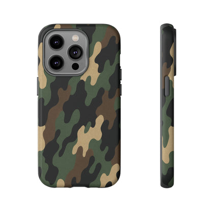 Camouflage tough phone case by Printify featuring rugged camo design, protective shockproof cover for smartphones.