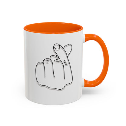 K-Pop Accent Mug - Love Gesture Design (11oz, 15oz), Korean Pop Coffee Cup, K-Pop Lover Gift, Cute Drinkware, Unique Mug