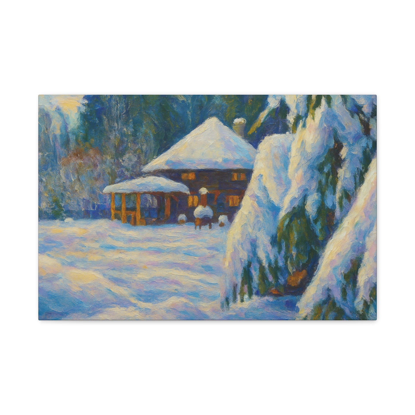 Winter Landscape Canvas Wall Art, Cozy Home Decor, Christmas Gift, Seasonal Artwork, Impressionist Style - TRV