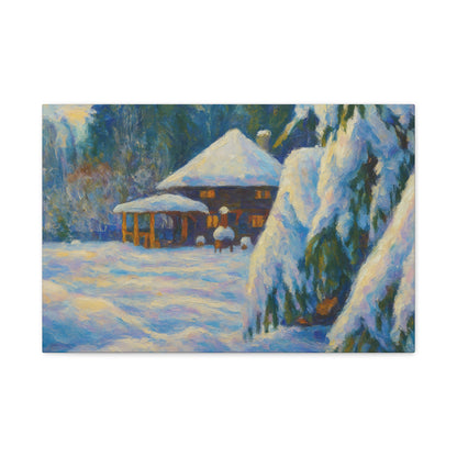 Winter Landscape Canvas Wall Art, Cozy Home Decor, Christmas Gift, Seasonal Artwork, Impressionist Style - TRV