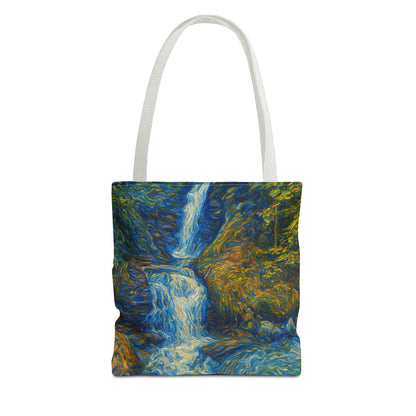 Nature-Inspired Tote Bag, Artistic Eco-Friendly Shopper, Waterfall Design, Reusable Market Bag, Gift for Nature Lovers - TRV