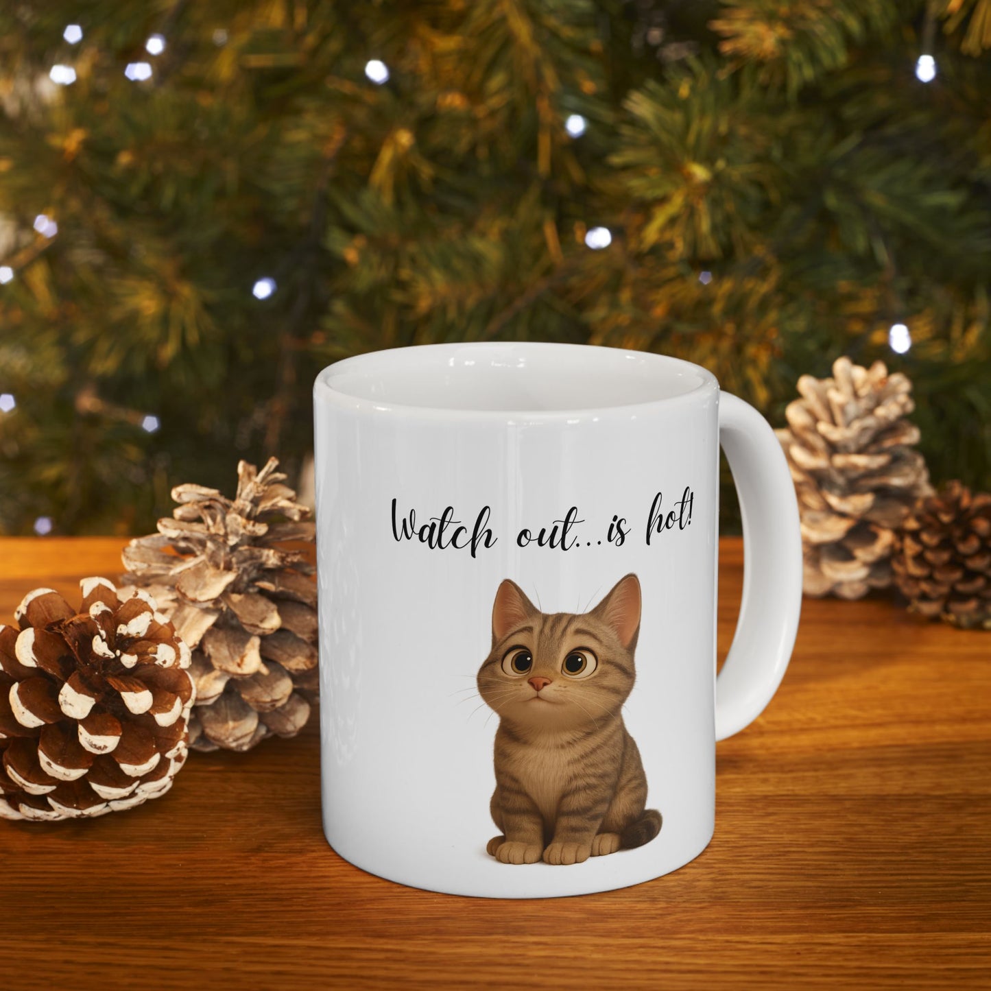 Latte Lover Ceramic Mug — Cute Coffee Cat Illustration (11oz, 15oz)