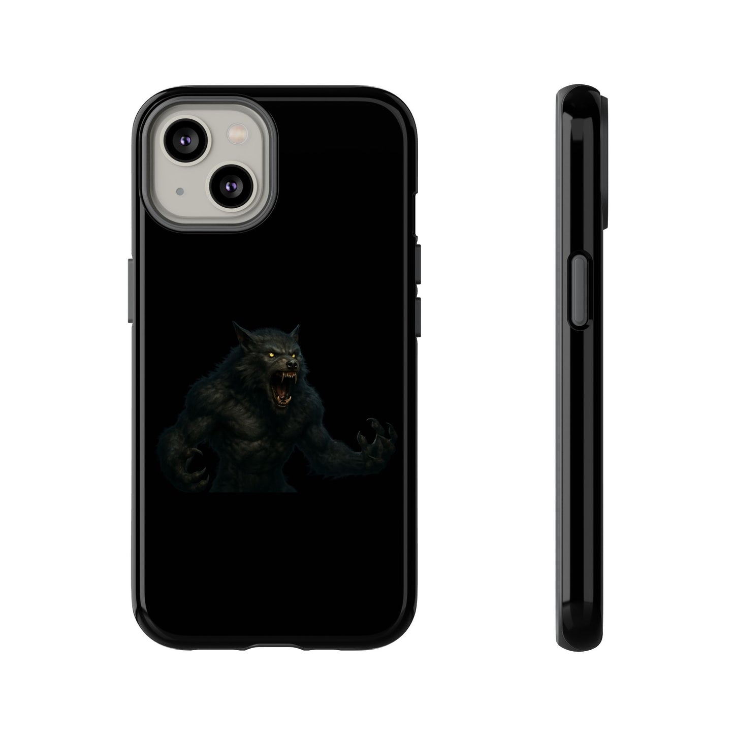 Werewolf phone case with dark monster graphic, durable protective cover for smartphones, designed by Printify.