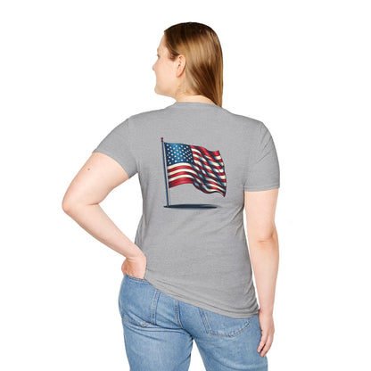Patriotic Unisex Softstyle T-Shirt, American Flag Tee, USA Pride Shirt, Perfect for Independence Day, Casual Wear - TRV