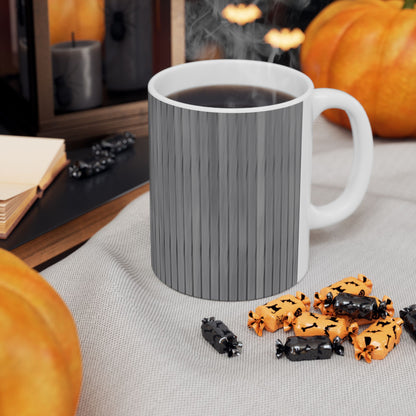 Gray Vertical Stripe Ceramic Mug — Modern Minimalist Coffee Cup (11oz, 15oz)