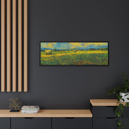 Framed landscape matte canvas print with vibrant multi-color scenery, showcasing natural outdoor views by Printify.
