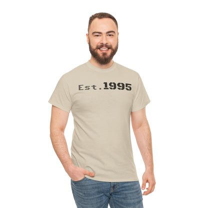 Unisex Heavy Cotton Tee - Est. 1995, Vintage Birthday Gift, Customizable Tee, Retro Unisex Shirt, Casual Everyday Wear