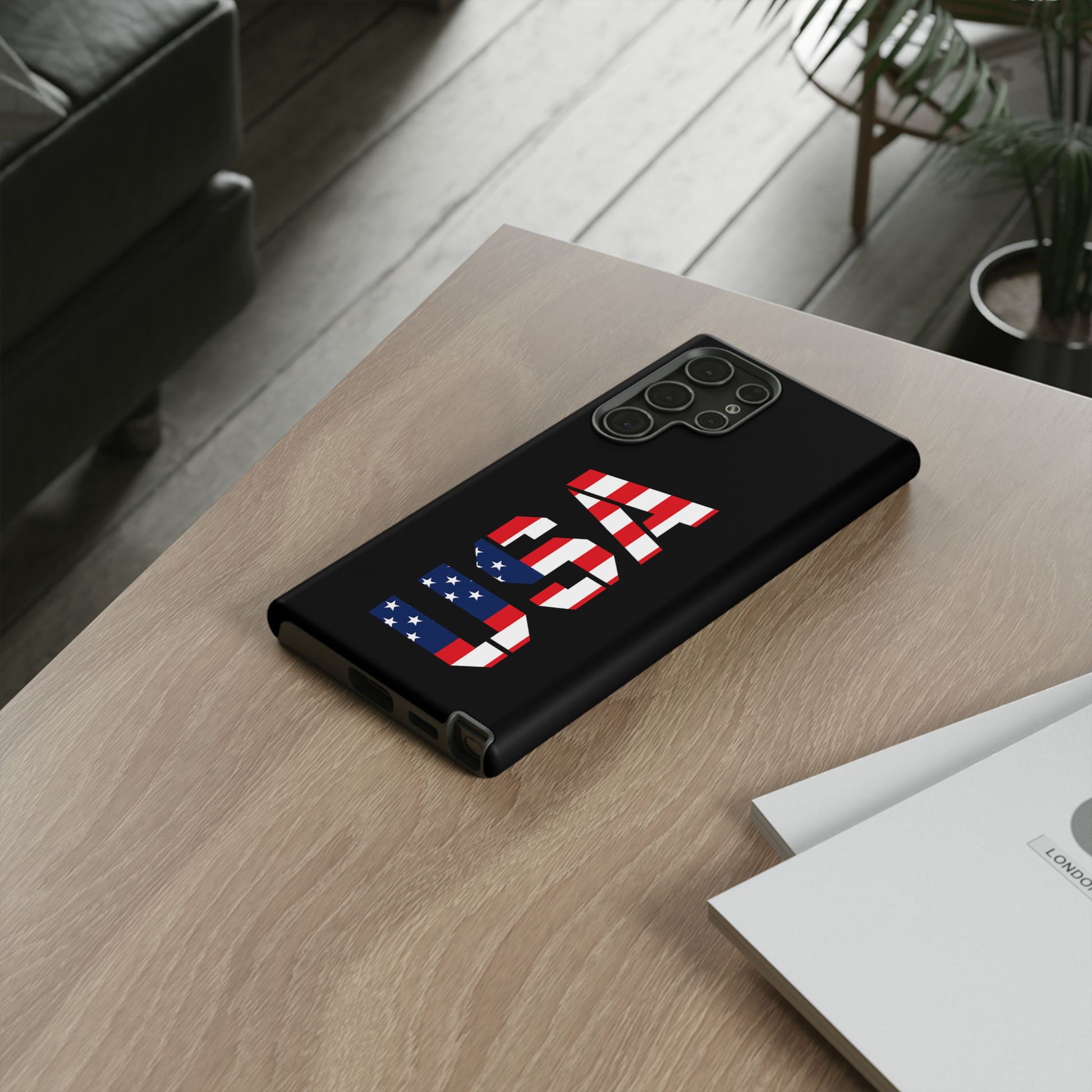USA Phone Case with American flag design, durable tough case for smartphones by Printify