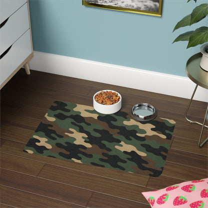 Camo Pet Food Mat — 12x18 Non-Slip Feeding Placemat