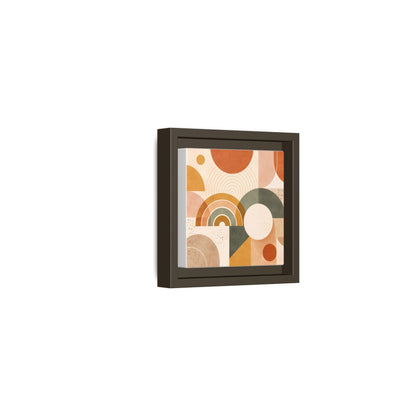 Abstract Terracotta Geometric Rainbow Matte Canvas Framed