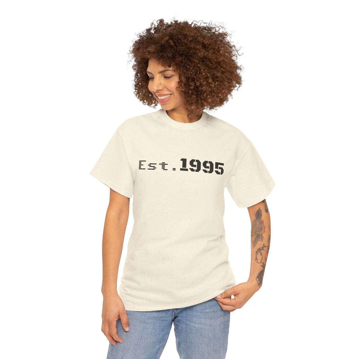 Vintage minimalist Est. 1995 T-shirt from Printify featuring a simple birthday design and classic fit.