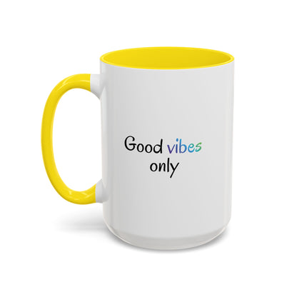 Printify Good Vibes Only coffee mug with positive morning quote and modern design, ideal for tea or coffee.