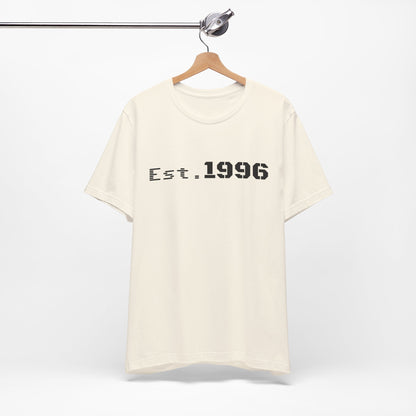 Vintage Est. 1996 T-shirt by Printify featuring a classic design, ideal for birthday gifts and casual wear.