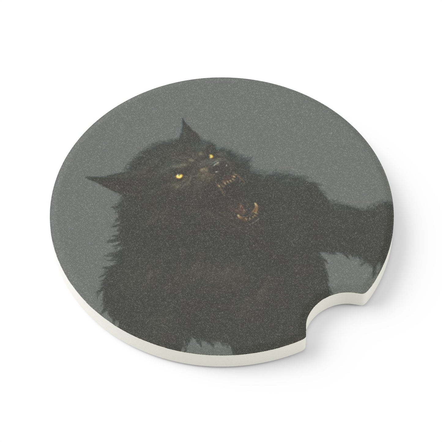 Soapstone Car Coaster — Black Cat Night Design