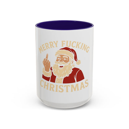 Merry Fucking Christmas Mug — Funny Santa Middle Finger Coffee Cup (11oz & 15oz)