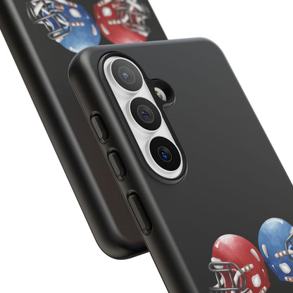 Red and blue football helmet tough phone case for iPhone, protective Printify cover with detailed helmet design.