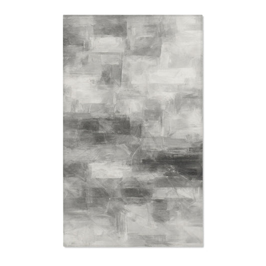 Abstract gray watercolor area rug by Printify featuring modern neutral design, perfect as a living room accent rug.