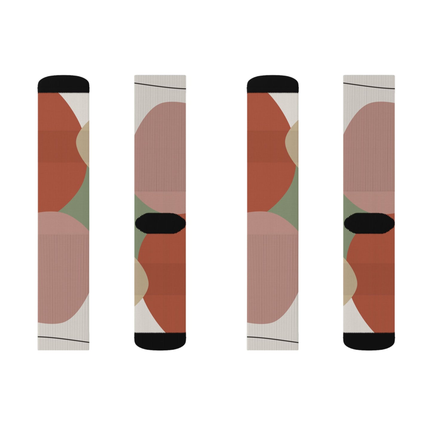 Abstract Geometric Floral Sublimation Socks | Colorblock Crew Socks