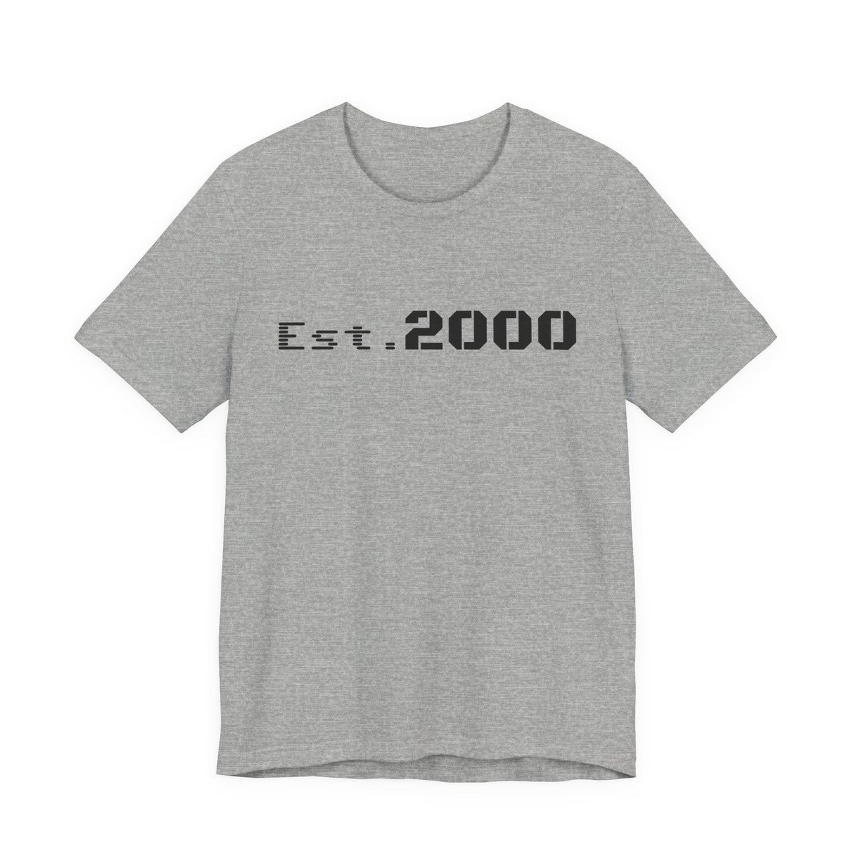 Retro pixel design T-shirt by Printify with "Born in 2000" text, celebrating the year 2000 on a casual unisex tee.