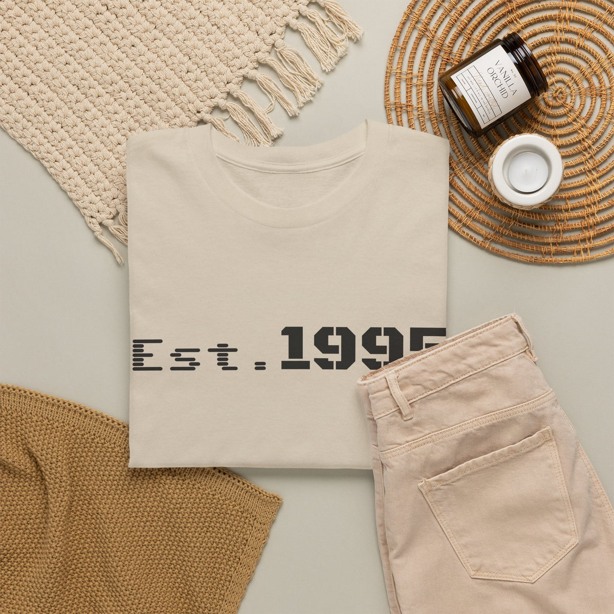 Vintage minimalist Est. 1995 T-shirt by Printify featuring a clean birthday design on a classic cotton tee.