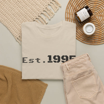 Vintage minimalist Est. 1995 T-shirt by Printify featuring a clean birthday design on a classic cotton tee.
