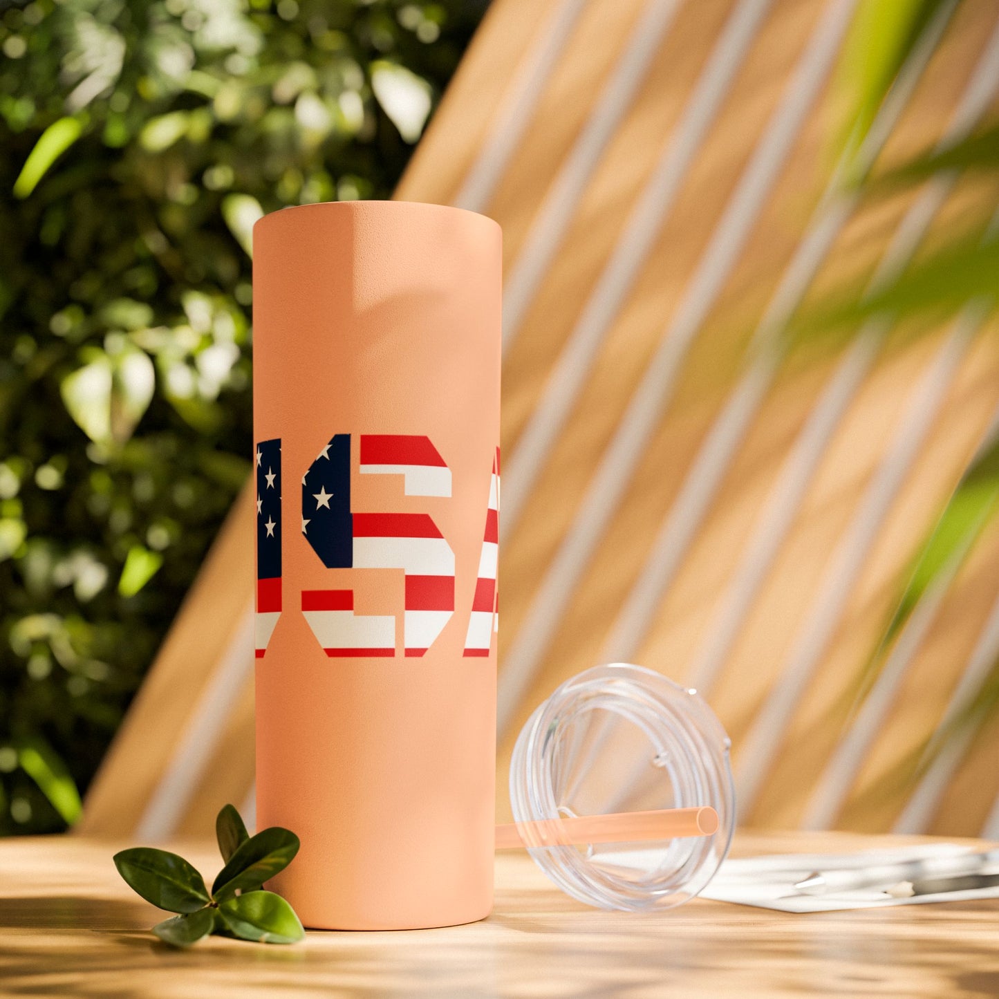Skinny Tumbler — USA Flag 20oz Straw Tumbler (Patriotic Travel Cup)