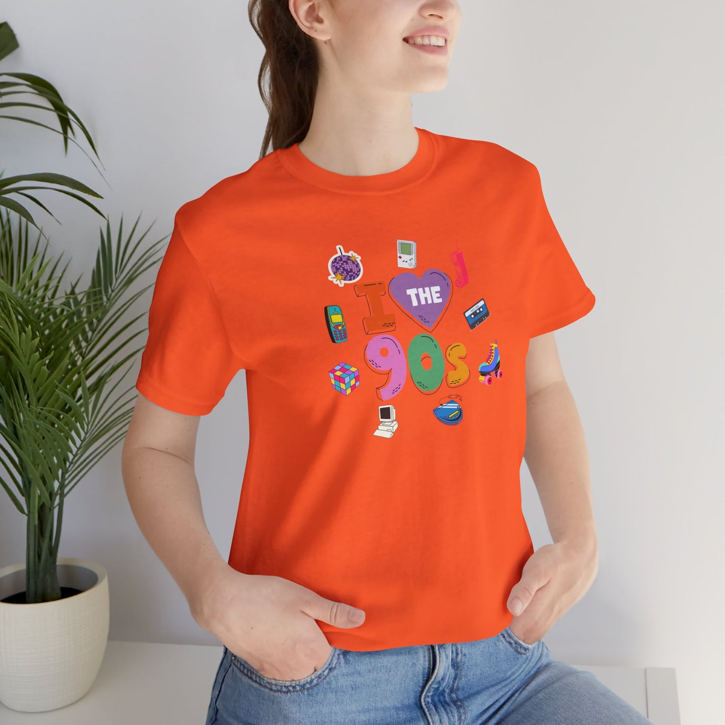 I  Love the 90's Short Sleeve Tee - Retro Graphic Tee, Vintage Style Shirt, Perfect for Casual Outings, 90s Nostalgia Apparel