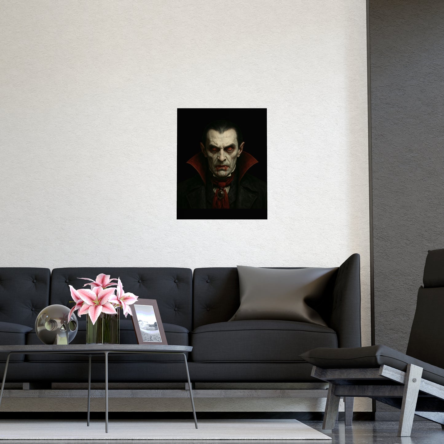 Gothic Vampire Art Poster, Spooky Wall Decor, Horror Room Accent, Perfect for Halloween, Gothic Decor, Home Office Artwork - TRV