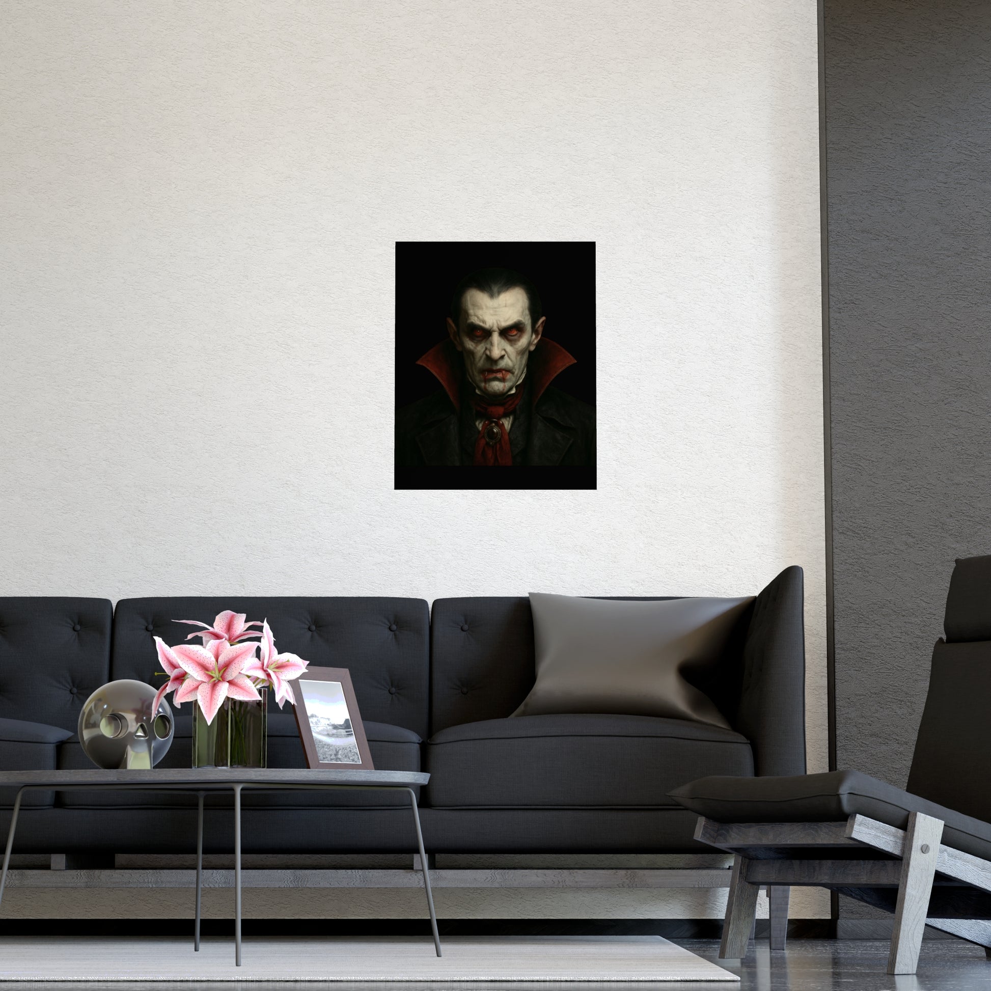 Gothic Vampire Art Poster, Spooky Wall Decor, Horror Room Accent, Perfect for Halloween, Gothic Decor, Home Office Artwork - TRV