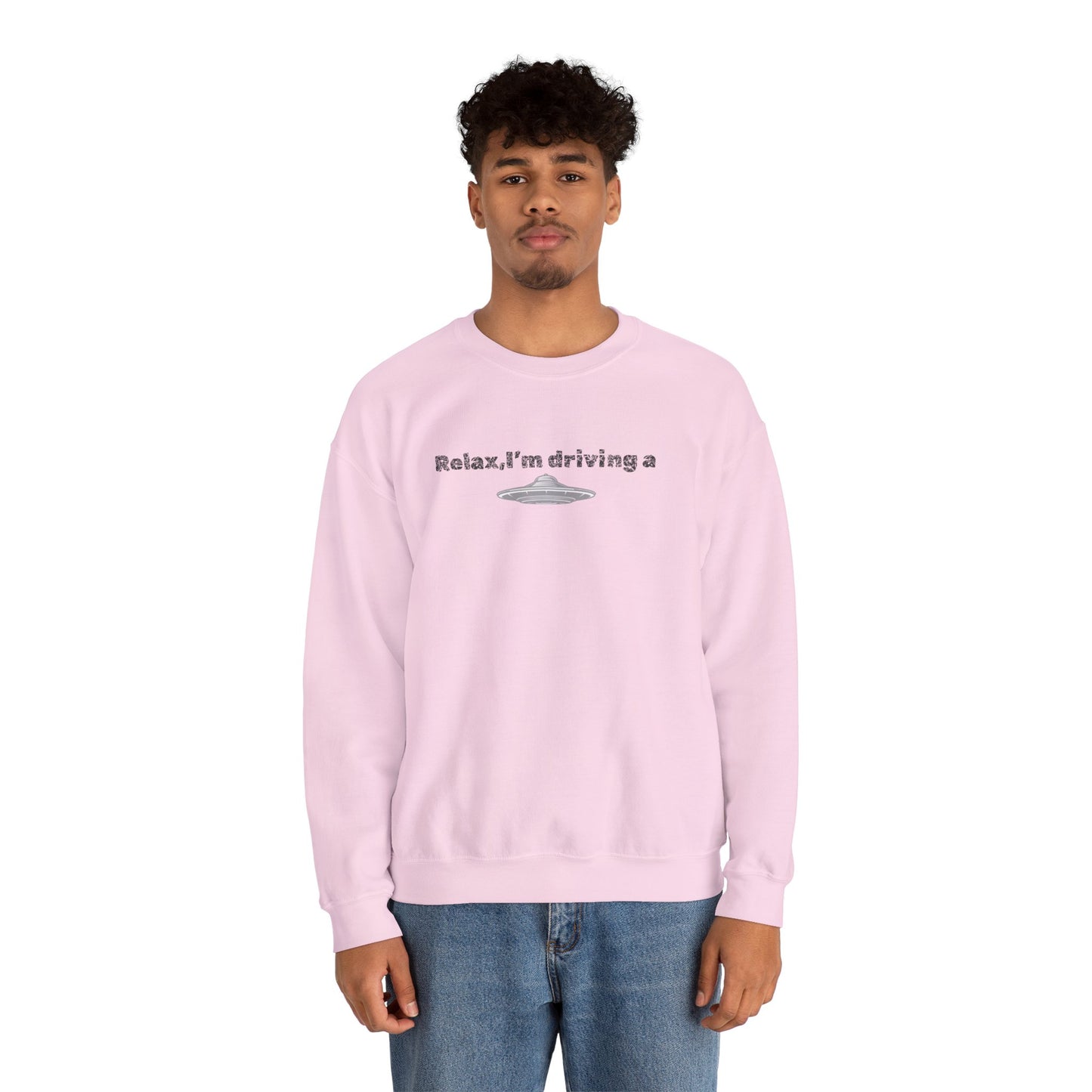 Relaxing UFO Driving Sweatshirt, Funny Gift for UFO Lovers, Unisex Crewneck Pullover, Casual Wear, Space Enthusiast Apparel