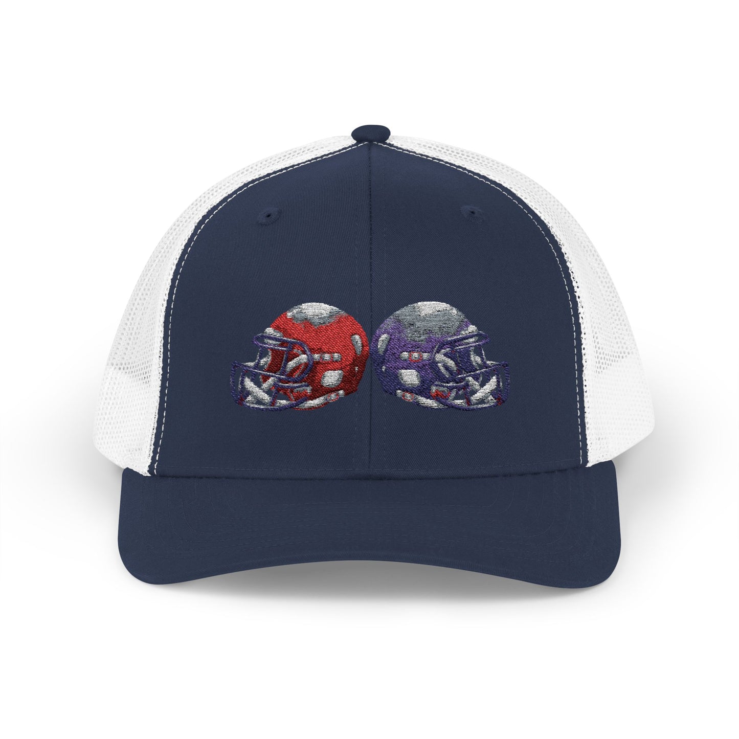 Sporty Snapback Trucker Cap with Football Helmets, Baseball Cap, Outdoor Activity Hat, Gift for Sports Fans, Team Spirit Wear - TRV