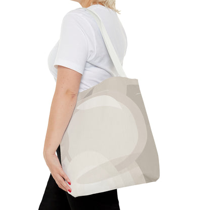 Neutral Abstract Circle Pattern Tote Bag | Minimal Beige AOP Canvas