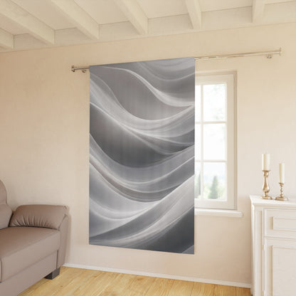 Abstract Silver Waves Window Curtain | Gray Sheer Drapery Panel