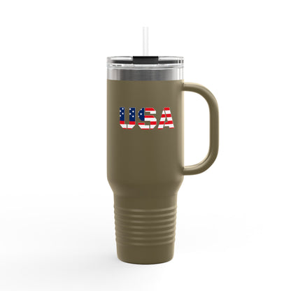 Insulated Travel Mug with USA Design - Perfect for Road Trips, Outdoor Adventures, and Gifts, 40oz Tumbler for Coffee, Tea, and More