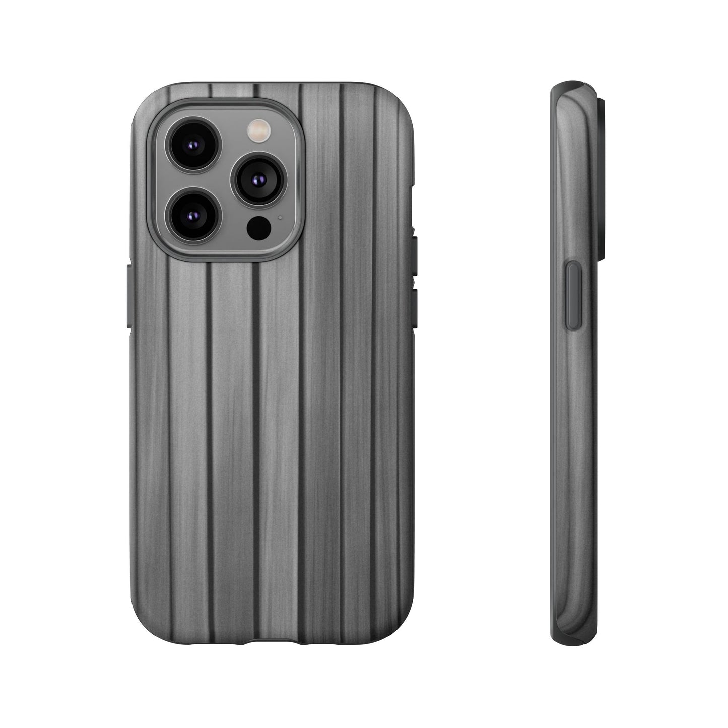 Ribbed metal texture iPhone case by Printify, tough protective phone cover with durable design and sleek ribbed finish.