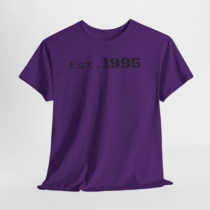 Unisex Heavy Cotton Tee - Est. 1995, Vintage Birthday Gift, Customizable Tee, Retro Unisex Shirt, Casual Everyday Wear