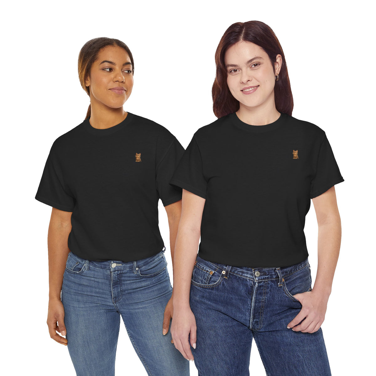 Brown kitten graphic T-shirt for cat lovers, featuring a cute cat print on a comfortable cotton tee by Printify