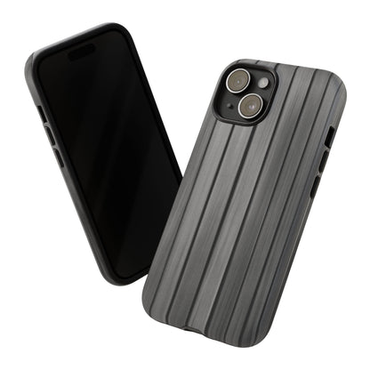 Ribbed metal texture iPhone case by Printify, tough protective phone cover with robust design and metallic finish.