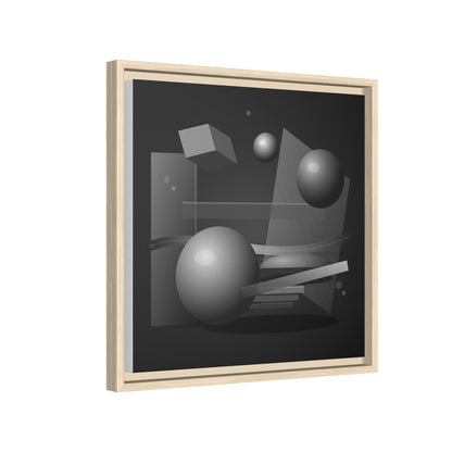 Monochrome Geometric Spheres Canvas Framed Wall Art | Matte Print