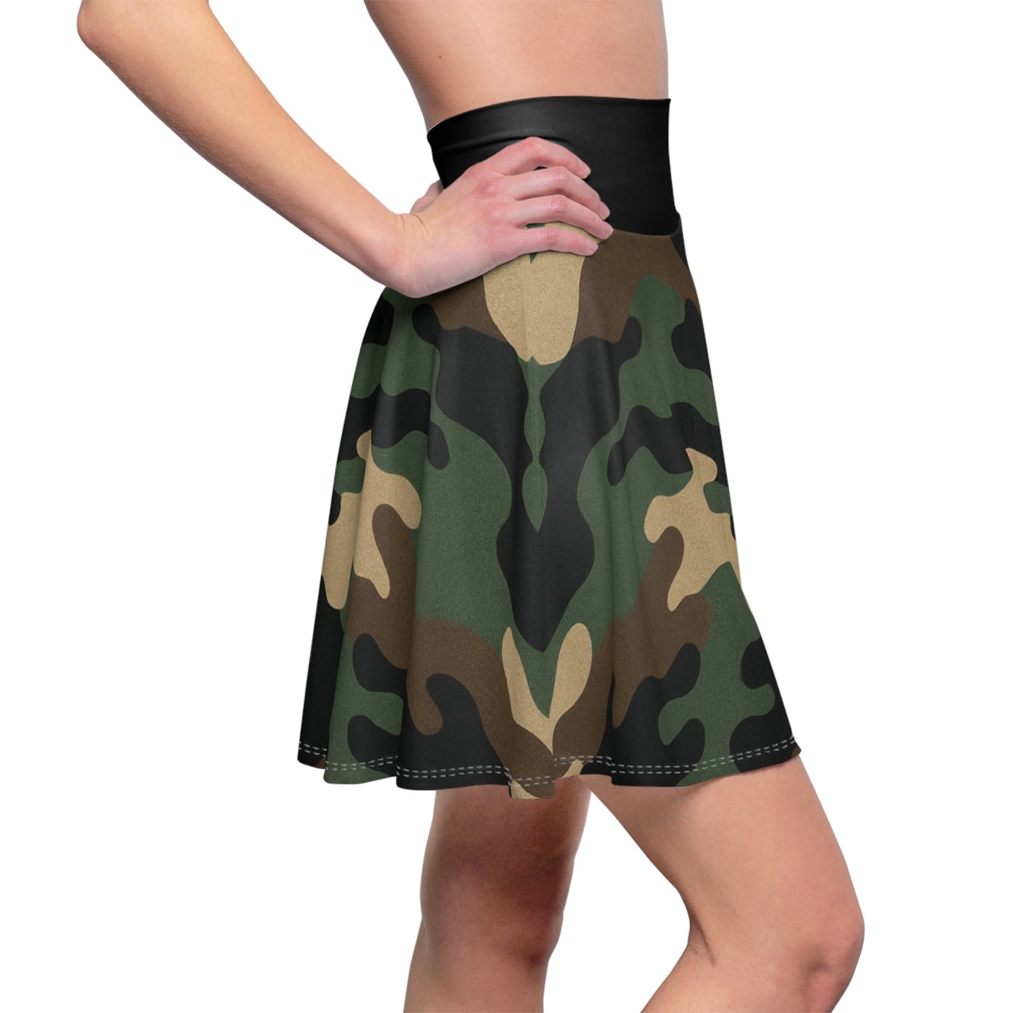 Camo skater skirt with all-over print, casual chic style, perfect for parties and festivals, by Printify.