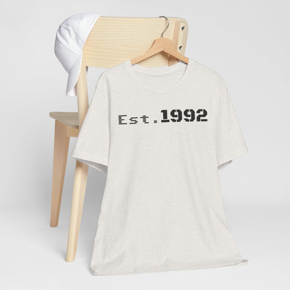 Est. 1992 Unisex Jersey Tee - Retro Birthday Gift, Casual Wear, Cool Vintage T-Shirt, Gift for Him, Gift for Her - TRV