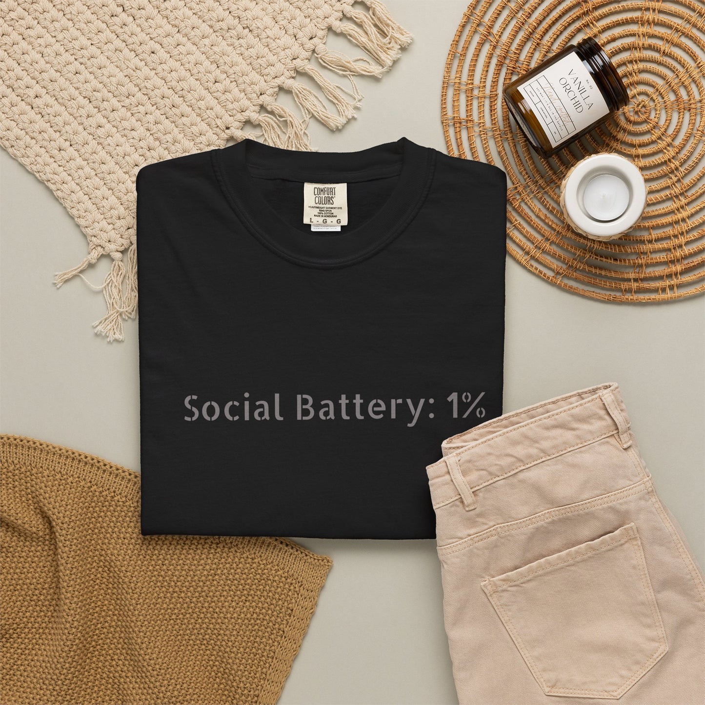 Social Battery 1% T-shirt | Introvert Funny Text Tee