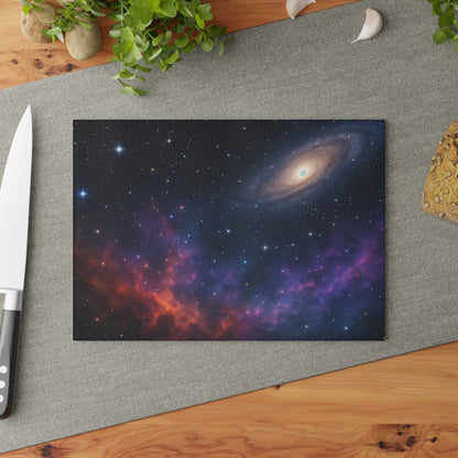 Galaxy Nebula Glass Cutting Board — Space Constellation Kitchen Board