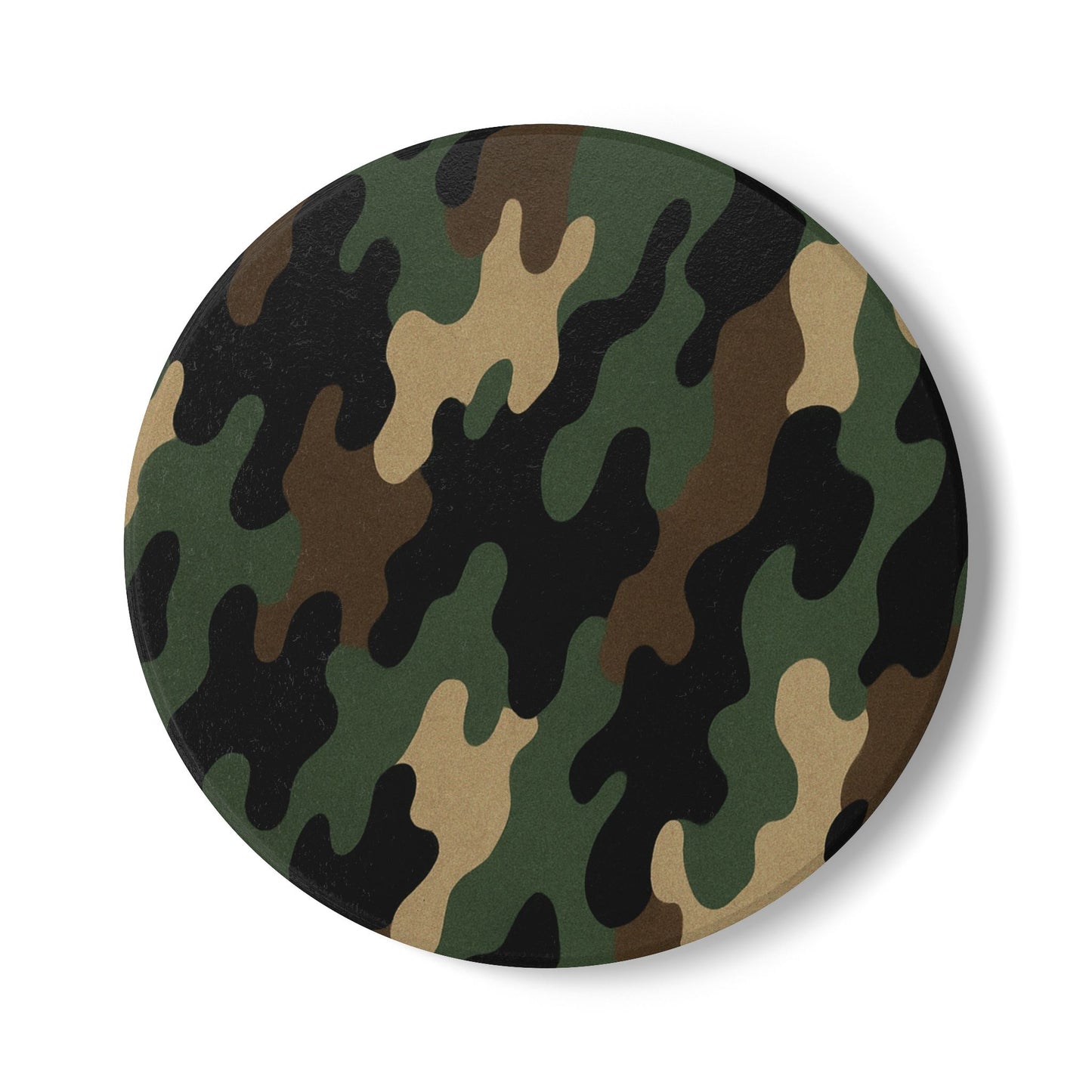 Camo Ceramic Coaster — Green Woodland Camouflage Drink Protector