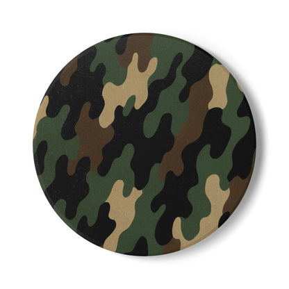 Camo Ceramic Coaster — Green Woodland Camouflage Drink Protector